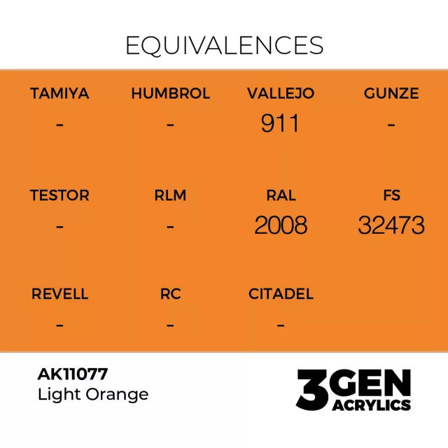 Grundfarbe AK 3Gen (Light Orange - Acrylic) - hellorange - AK-Interactive