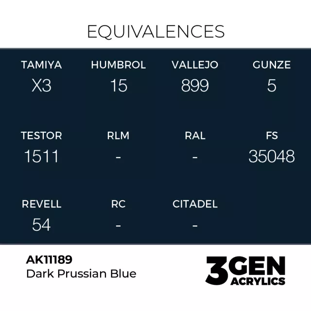 Grundfarbe AK 3Gen (Dark Prussian Blue - Acrylic) - Dunkles Preußischblau - AK-Interactive