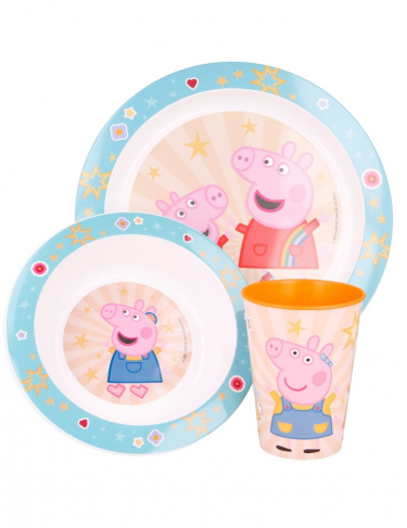 Kinder-Geschirr von Peppa Pig - Teller, Schüssel und Glas