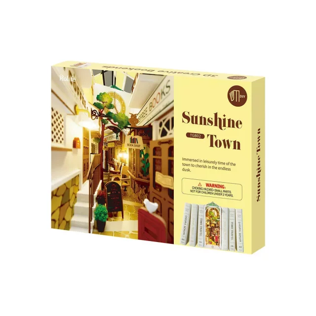 Bausatz - Buchstütze Sunshine Town (aus Holz) - Robotime