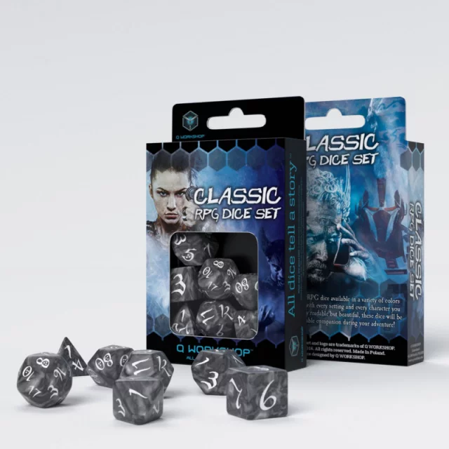 Würfel Classic RPG – transparent grau-weiß - Q-Workshop