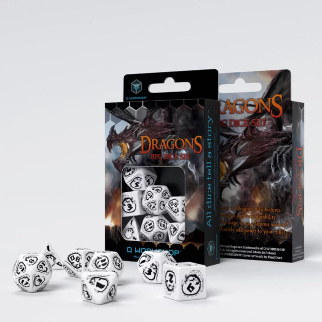 Würfel Dragons – schwarz-weiß - Q-Workshop