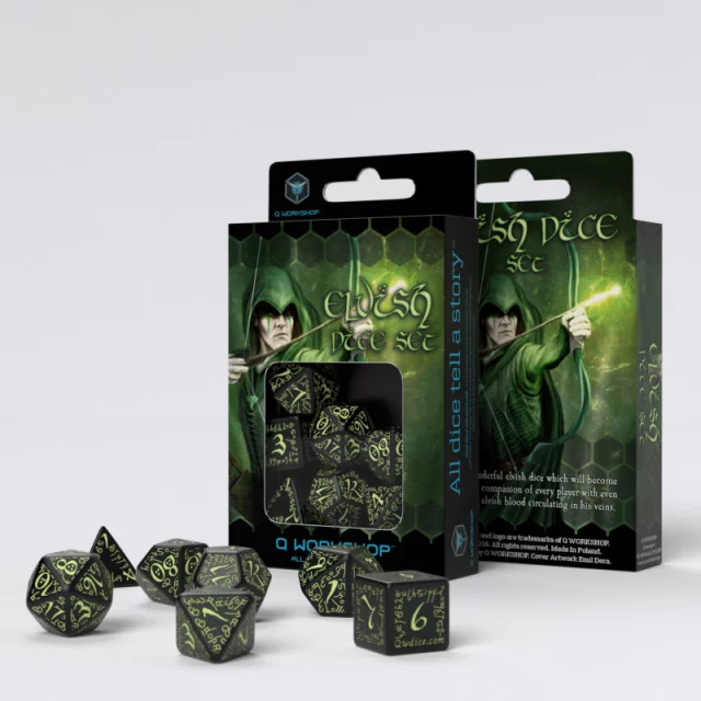 Würfel Elvish - černo-zelené (leuchtend) - Q-Workshop