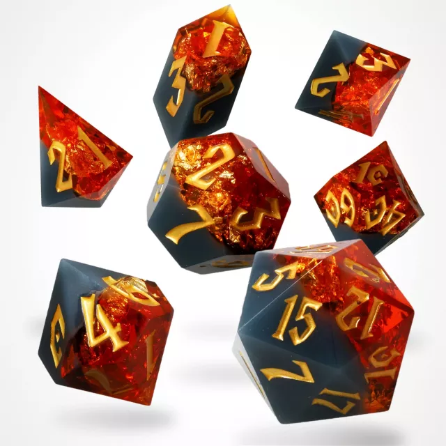 Würfel Volcanic Amber Resin - RPG Dice Set (7 Stk.)