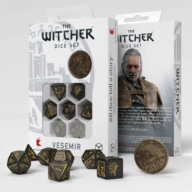 Würfel The Witcher - Vesemir (schwarz-gold) - Q-Workshop