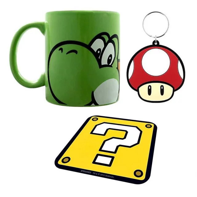 Geschenkset Super Mario - Yoshi (Tasse, Untersetzer, Schlüsselanhänger) - Nintendo