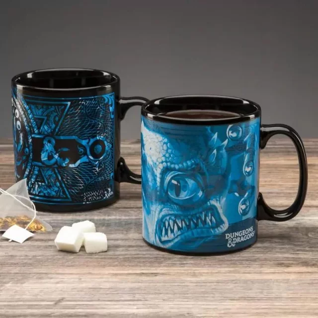 Tasse Dungeons & Dragons- Beholder + Aufkleber D20 (farbwechselnd)