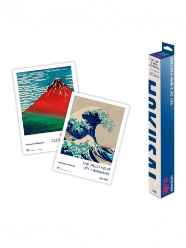 Poster Hokusai Katsushika - Fine Wind, Clear Morning & The Great Wave (Set aus 2 Stück)