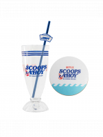 Geschenkset Stranger Things - Scoops Ahoy (Milchshakeglas, Metallstrohhalm und Untersetzer)