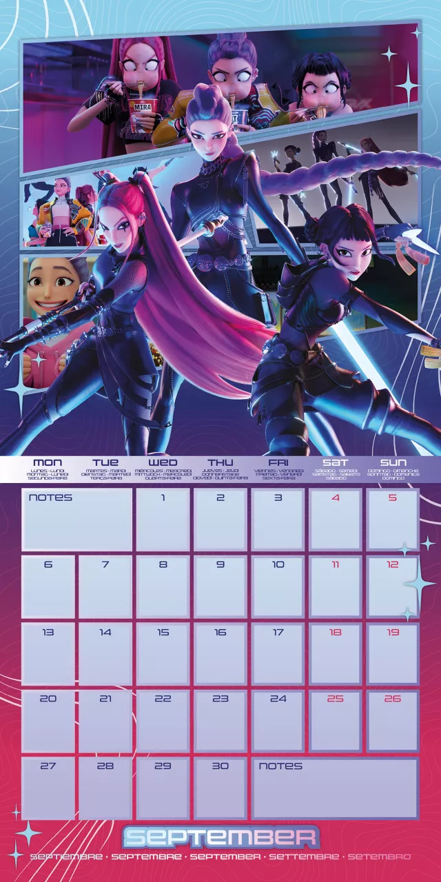 Kalender KPop Demon Hunters 2027 (16 Monate, multi-language)