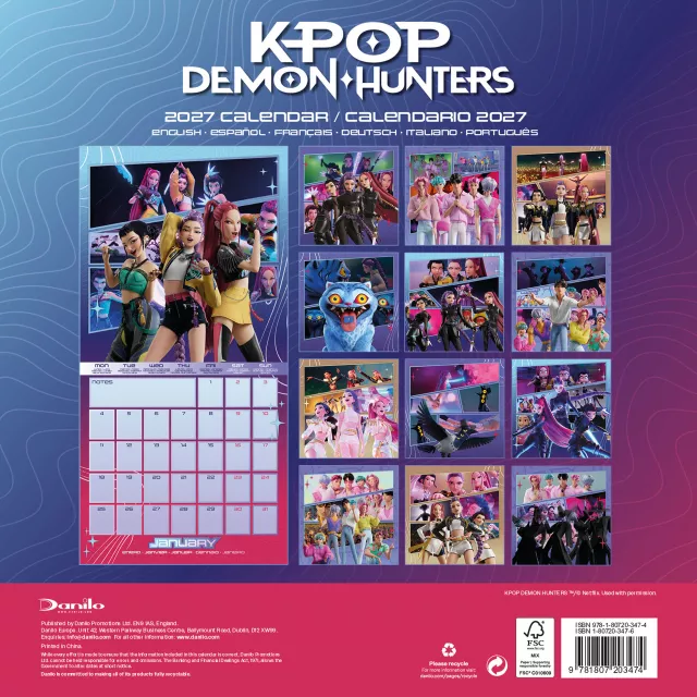 Kalender KPop Demon Hunters 2027 (16 Monate, multi-language)