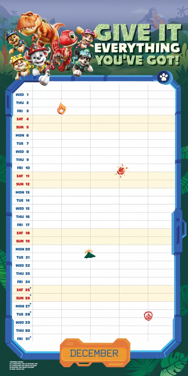 Kalender Paw Patrol: Dino Movie - Family Organiser 2027 (+ Sticker)