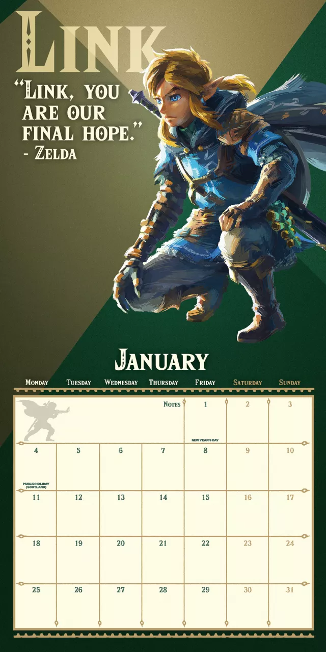 Kalender The Legend of Zelda: Tears of the Kingdom 2027