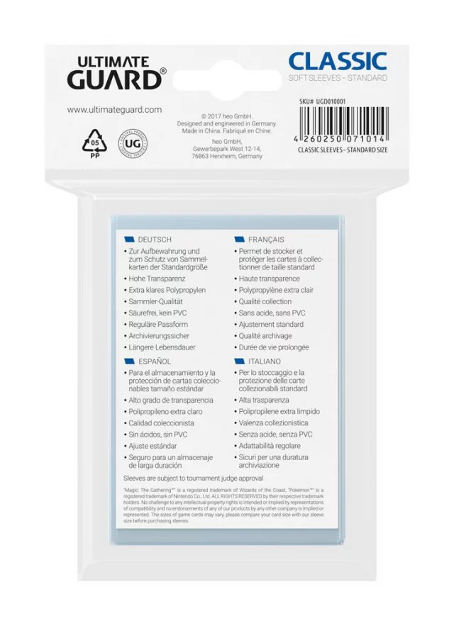 Kartenhüllen Ultimate Guard - Classic Soft Sleeves Standard (100) - Kartenboxen