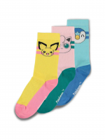 Socken Pokémon - Crew 3 Paar (Piplup, Pichu,Jigglypuff)