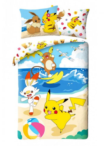 Bettwäsche Pokemon - Pikachu with Scorbunny on beach