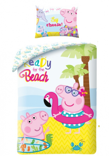 Bettwäsche Prasátko Peppa -  Peppa am Strand