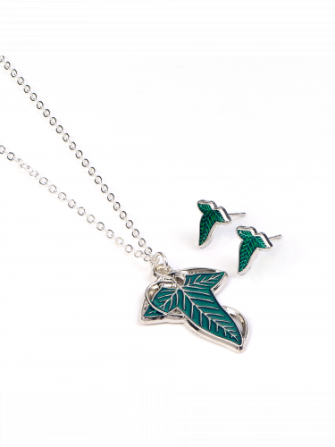 Geschenkset Lord of the Rings - Leaf of Lórien (Anhänger, Ohrringe)