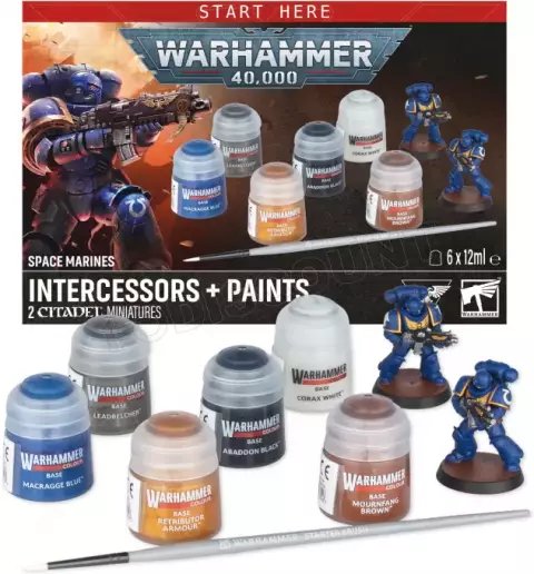 Warhammer 40,000 - Space Marines: Intercessors + Paints - Brettspiel