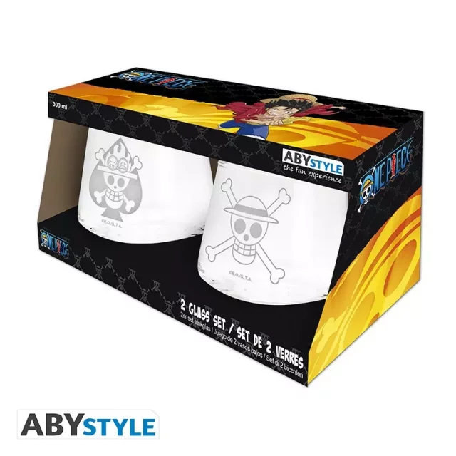 Glas One Piece - Luffy & Ace Glass Set (2 Stück) (beschädigte Verpackung) - Anime