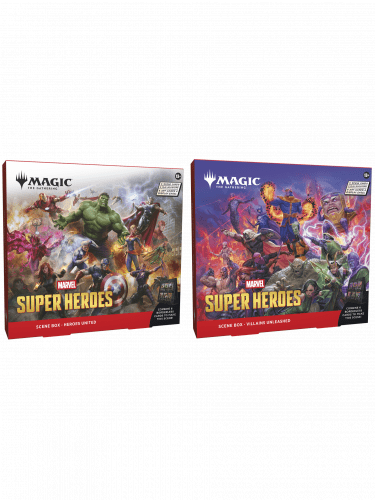 Vorteilhaftes Set Magic: The Gathering Marvel Super Heroes - Villains Unleashed Scene Box + Heroes United Scene Box