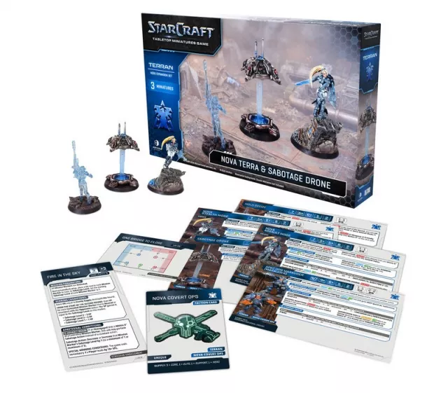 Figurenspiel StarCraft - Tabletop Miniature Game - Terran - Nova Terra & Sabotage Drone (3 Figuren) - Abenteuer-Brettspiel