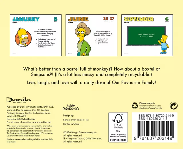 Kalender The Simpsons 2027 (Tisch)