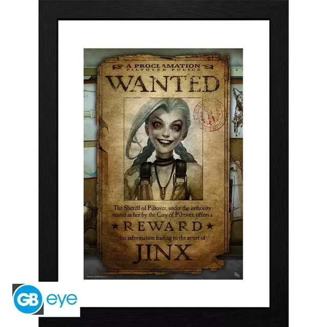 Gerahmtes Poster League of Legends - Jinx Fahndungsfoto - Figuren