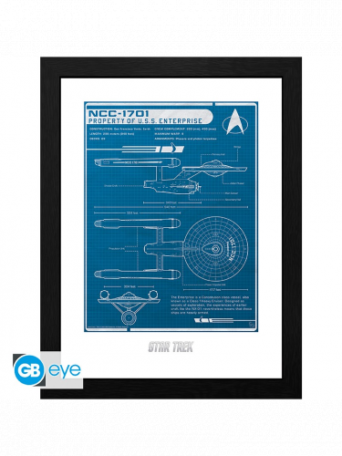 Gerahmtes Poster Star Trek - USS Enterprise's Plan